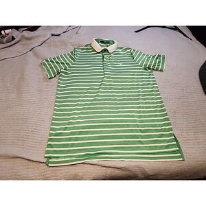 RLX Ralph Lauren Golf Green‎ White Stripe Polo Shirt Men's Size Large